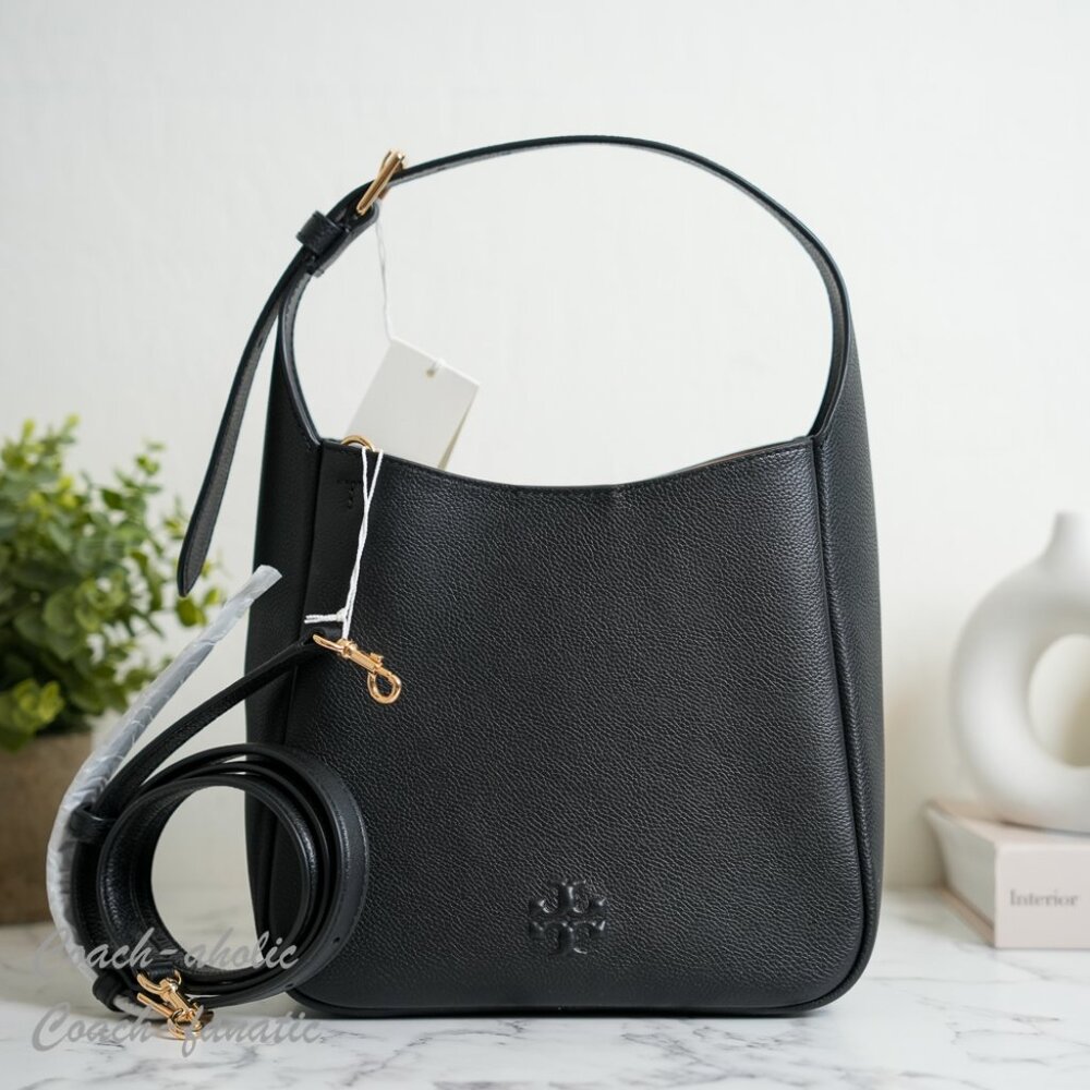 NWT Tory Burch Thea Small Slouchy Leather Shoulder Bag 170244 in Black